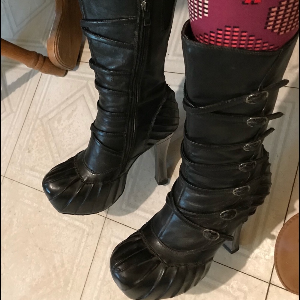 *I ship same or next day!* New Rock high heel boots black silver goth NewRock UK